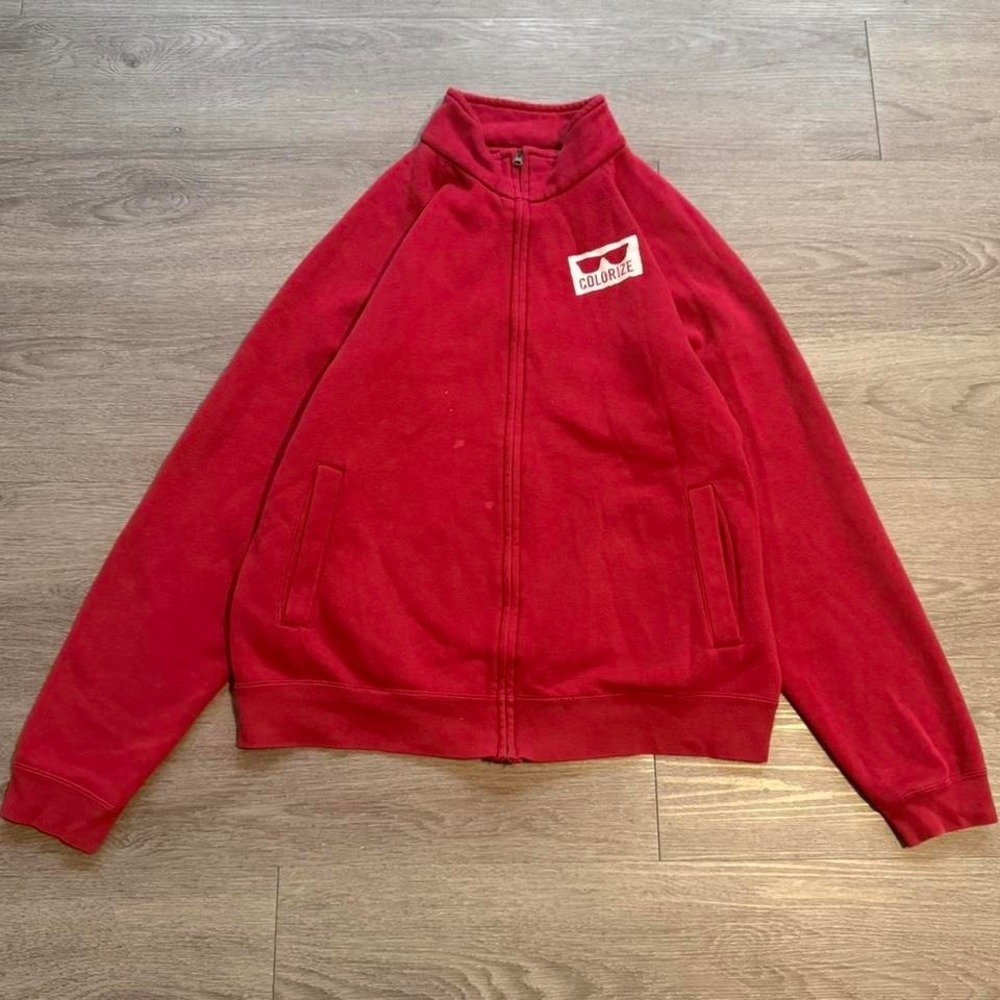 Vintage Y2K Ray-Ban Colorize Full-Zip Sweatshirt Large Red Never Hide 2009